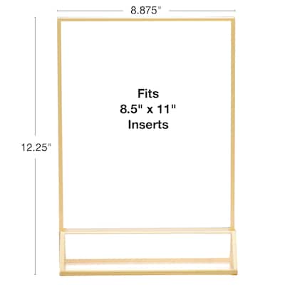 Excello Brands 8.5 x 11 Poster Holder, Vertical, Desktop/Countertop, Acrylic, Gold (SGNH-GT-85X11)