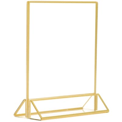 Excello Brands 8.5" x 11" Poster Holder, Vertical, Desktop/Countertop, Acrylic, Gold (SGNH-GT-85X11)