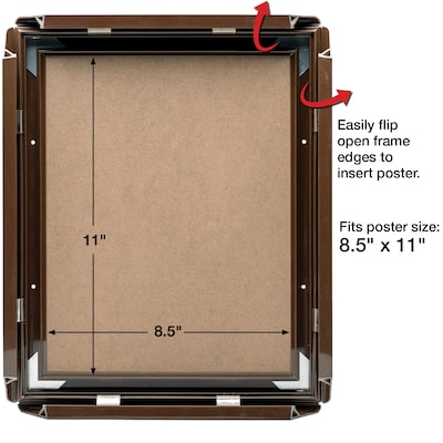 Excello Brands Plastic Snap  8.5 x 11 Frame, Wall-Mounted, Plastic, Walnut (SF-8511-WLNT)