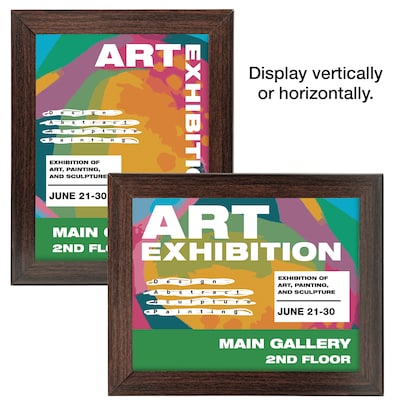 Excello Brands Plastic Snap  8.5" x 11" Frame, Wall-Mounted, Plastic, Walnut (SF-8511-WLNT)