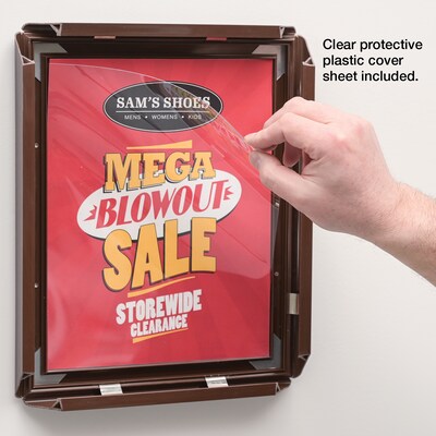 Excello Brands Snap Frame  11" x 17" Poster Holder, Wall-Mounted, Plastic, Walnut (SF-1117-WLNT )