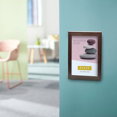 Excello Brands Plastic Snap  8.5" x 11" Frame, Wall-Mounted, Plastic, Walnut (SF-8511-WLNT)