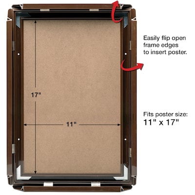 Excello Brands Snap Frame  11 x 17 Poster Holder, Wall-Mounted, Plastic, Walnut (SF-1117-WLNT )