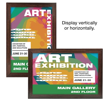 Excello Brands Snap Frame  11" x 17" Poster Holder, Wall-Mounted, Plastic, Walnut (SF-1117-WLNT )