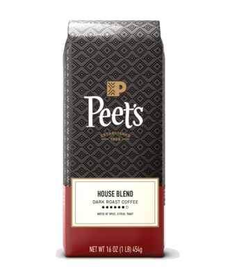Peets Coffee House Blend Ground Coffee,  Dark Roast, 16 oz. (501619)