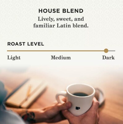 Peets Coffee House Blend Whole Bean Coffee, Dark Roast, 16 oz. (500350)