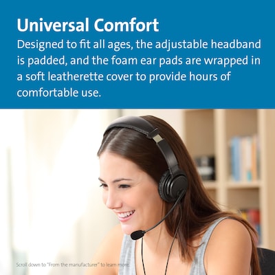 Kensington Classic USB-C Headset with Mic, Black (K97457WW)