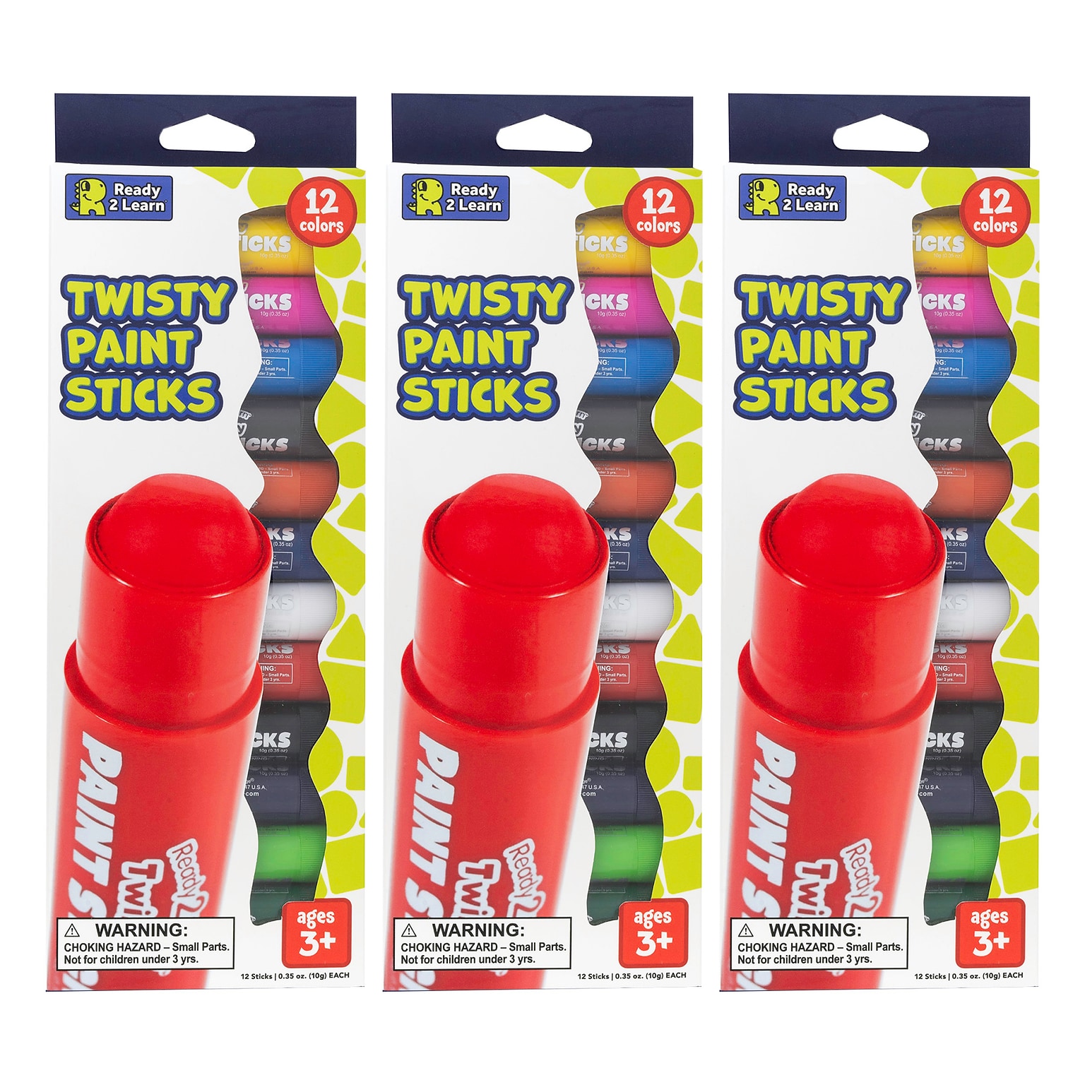 Redadyt2Learn Twisty Paint Sticks, Assorted Colors, 12/Pack, 3 Packs/Bundle (CE-10056-3)