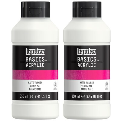 Liquitex BASICS Matte Varnish Bottle, Transparent, 250 mL, 2/Pack (LIQ1041007-2)