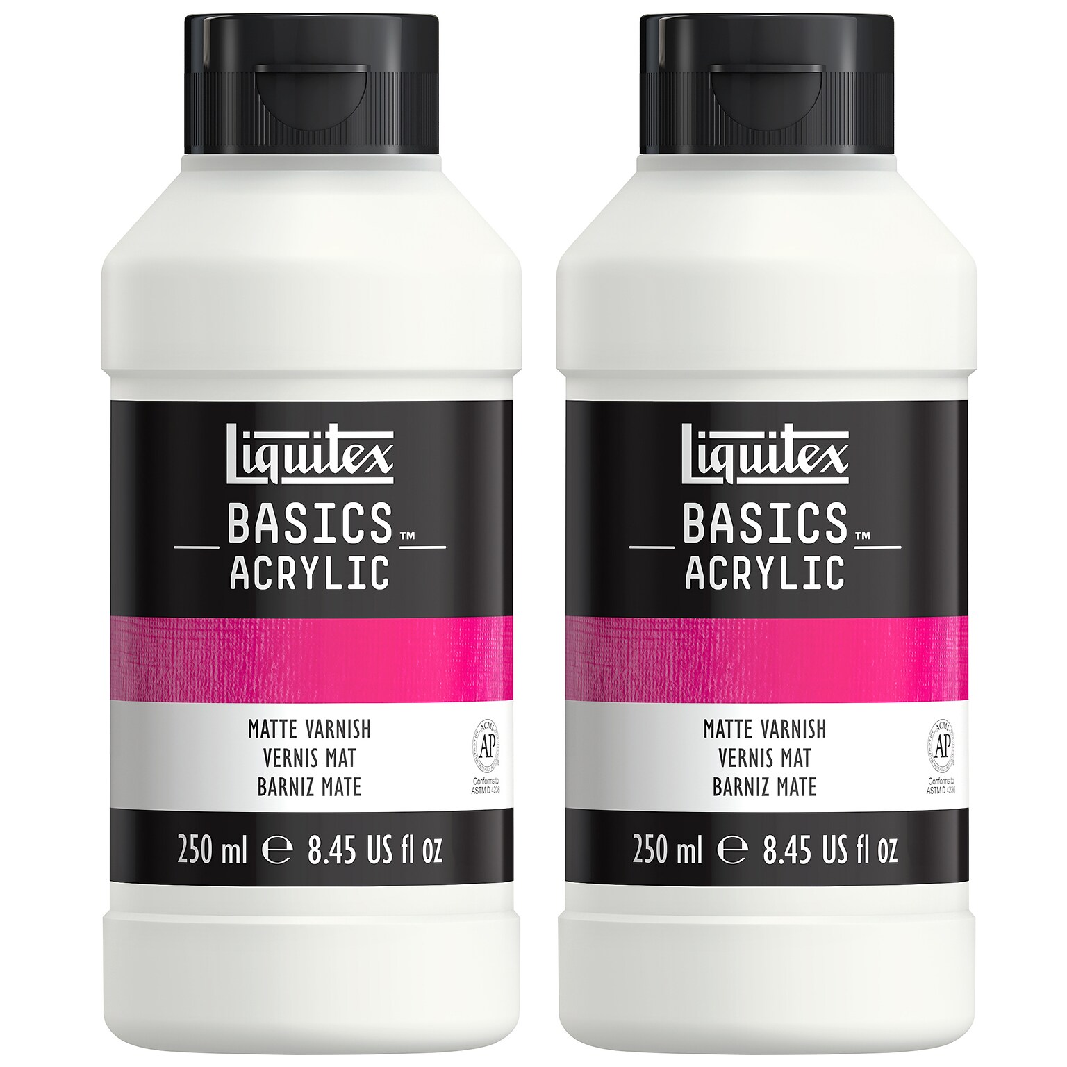 Liquitex BASICS Matte Varnish Bottle, Transparent, 250 mL, 2/Pack (LIQ1041007-2)