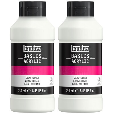 Liquitex BASICS Gloss Varnish Bottle, Transparent, 250 mL, 2/Pack (LIQ1041008-2)