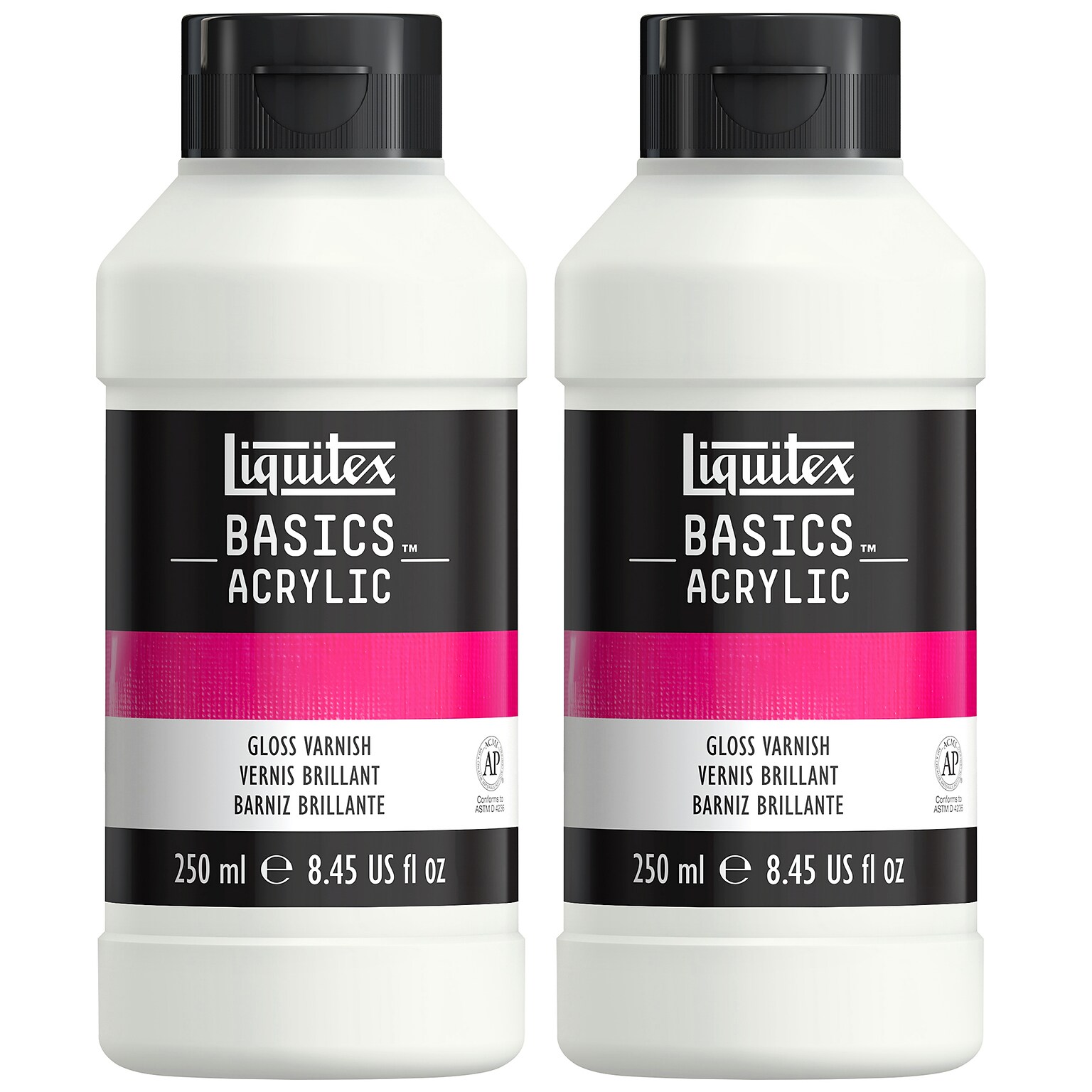Liquitex BASICS Gloss Varnish Bottle, Transparent, 250 mL, 2/Pack (LIQ1041008-2)
