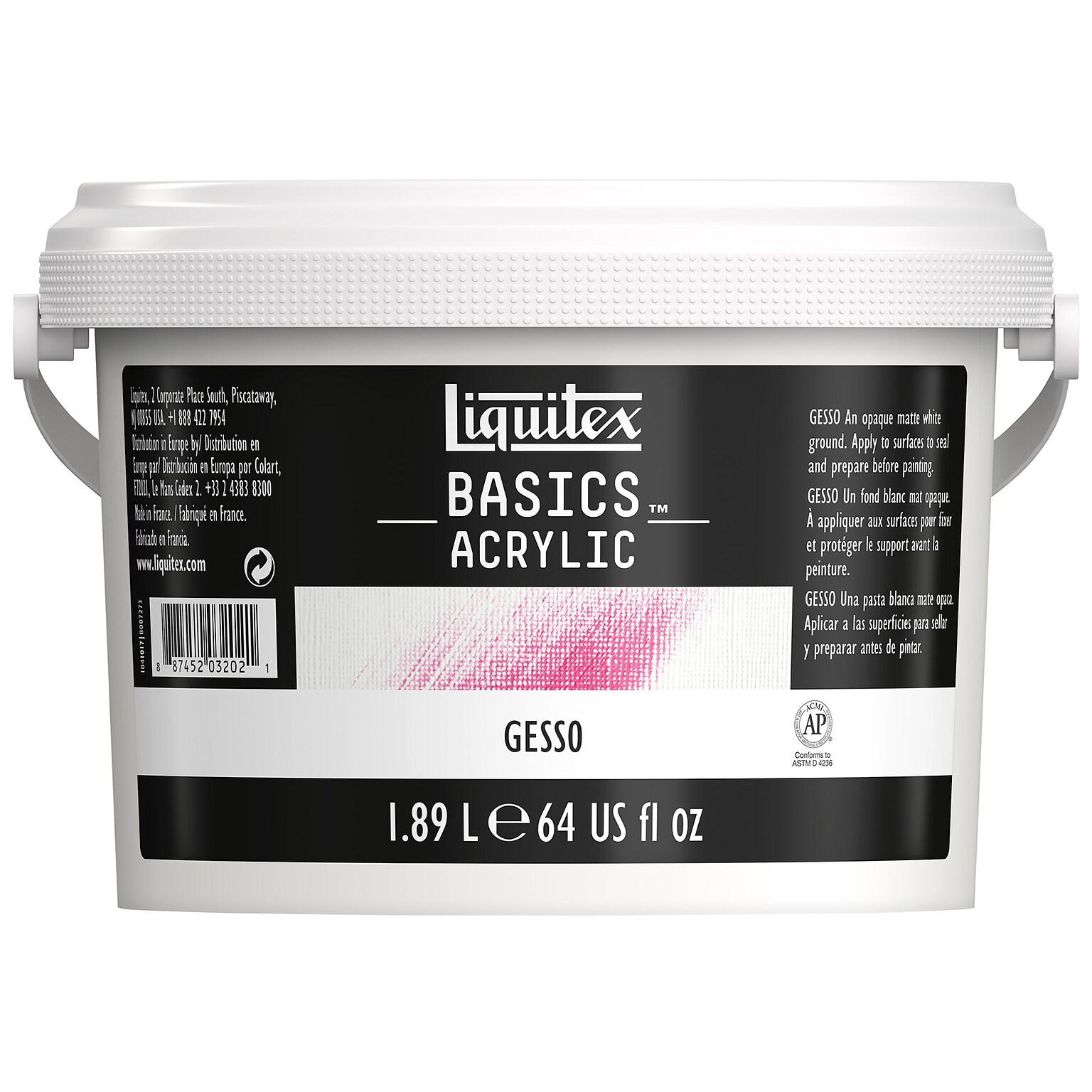 Liquitex BASICS Gesso Surface Prep Medium Pot, White, 64 oz. (LIQ1041017)