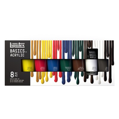 Liquitex BASICS Acrylic Paint Tubes, Assorted Colors, 75 mL, 8/Pack (LIQ101008)