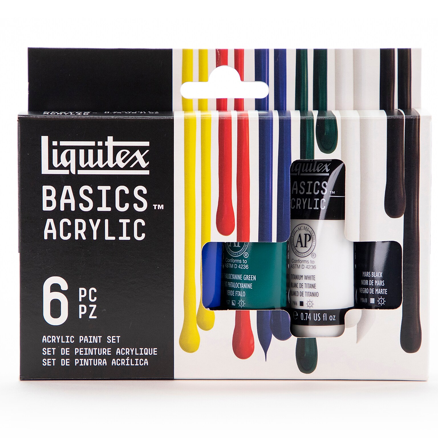 Liquitex BASICS Acrylic Paint Tubes, Assorted Colors, 22 mL, 6/Pack (LIQ101501)