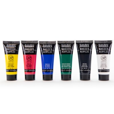 Liquitex BASICS Acrylic Paint Tubes, Assorted Colors, 22 mL, 6/Pack (LIQ101501)