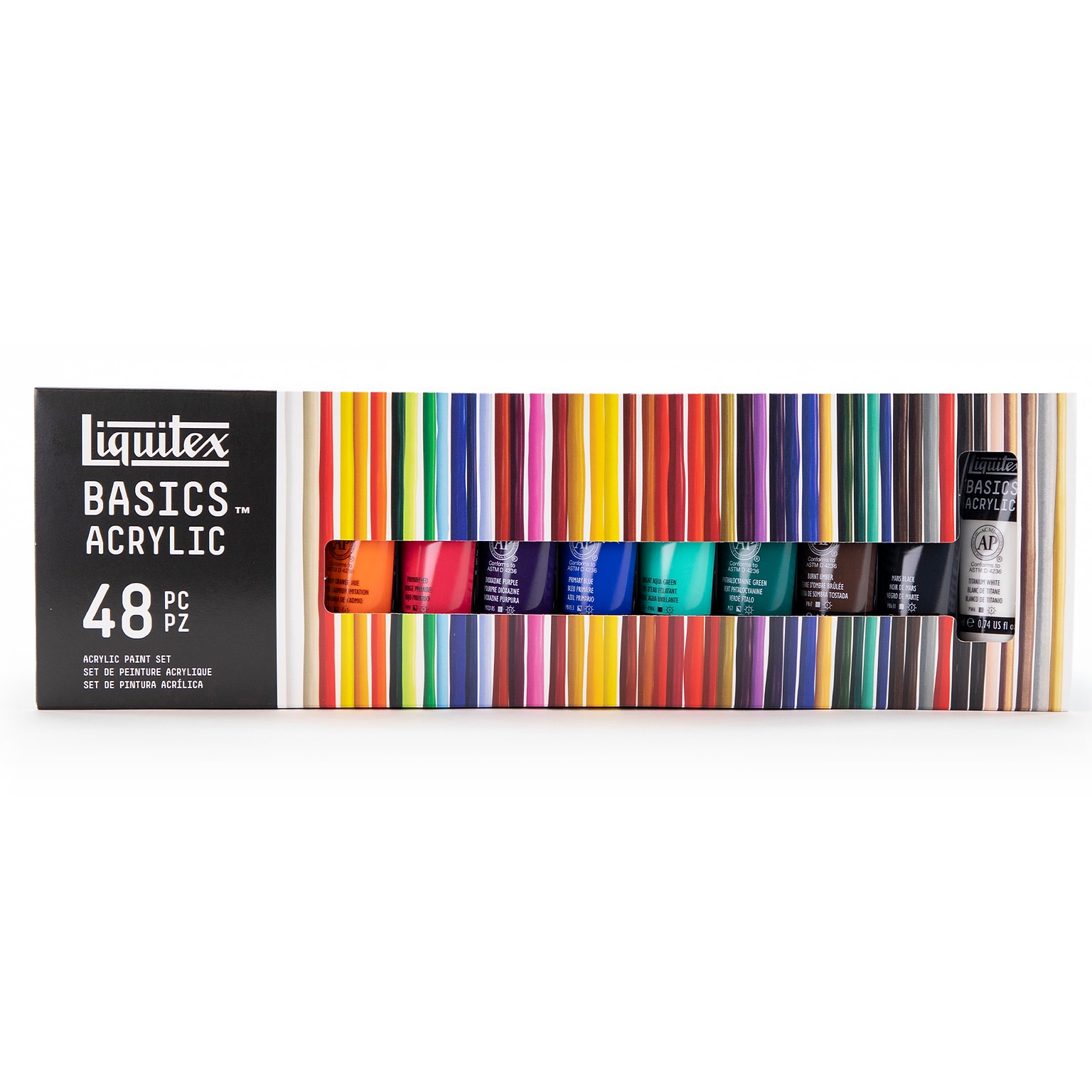 Liquitex BASICS Acrylic Paint Tubes, Assorted Colors, 22 mL, 48/Pack (LIQ101048)