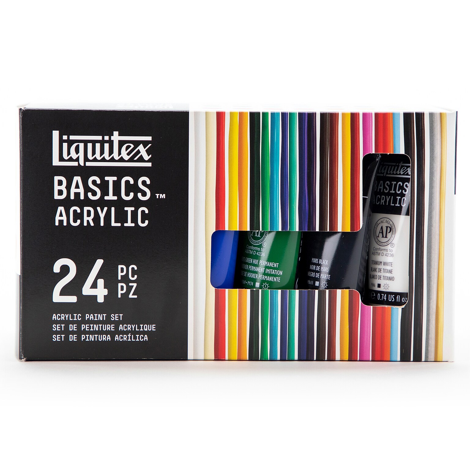 Liquitex BASICS Acrylic Paint Tube, Assorted Colors, 22 mL, 24/Pack (LIQ3699328)