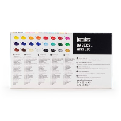 Liquitex BASICS Acrylic Paint Tube, Assorted Colors, 22 mL, 24/Pack (LIQ3699328)