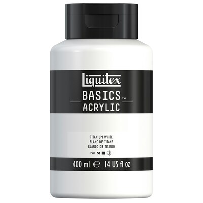 Liquitex BASICS Acrylic Paint Bottle, Titanium White, 400 mL (LIQ220727)