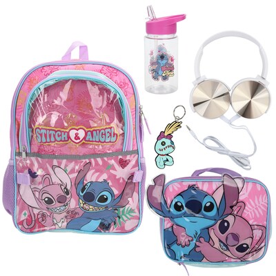 Bioworld Kids 4-Piece Stitch Backpack Set, Large, Pink, 4 (B1G85MDDSCSB00)