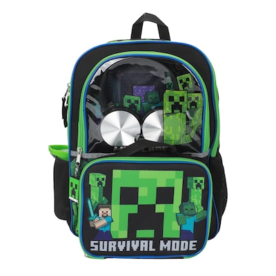 Bioworld Kids 5-Piece Minecraft Backpack Set, Large, Green (B1Y85U4MNCSB00)