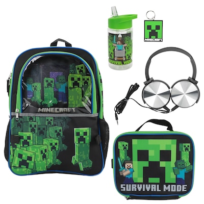 Bioworld Kids 5-Piece Minecraft Backpack Set, Large, Green (B1Y85U4MNCSB00)