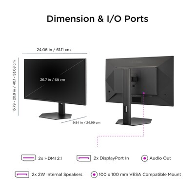 ViewSonic 27" FHD 240Hz OLED G-Sync Compatible Gaming Monitor, Black (VX2738-2K-OLED)