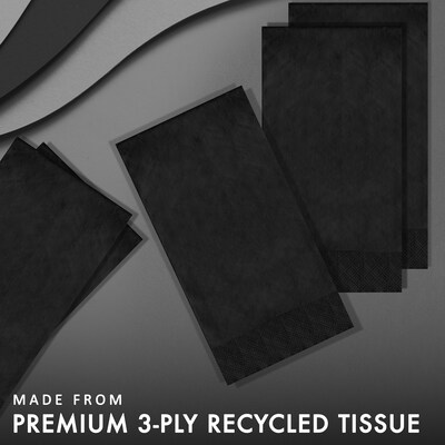 Creative Converting Touch of Color Guest Towel, 3-ply, Black, 192 Napkins/Carton (95134)