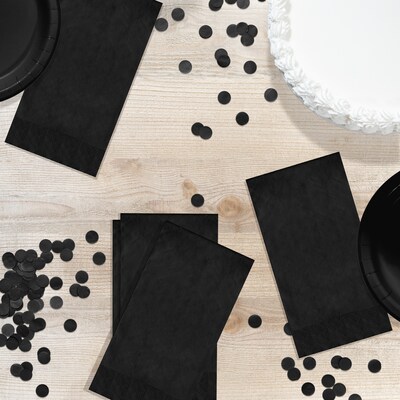 Creative Converting Touch of Color Guest Towel, 3-ply, Black, 192 Napkins/Carton (95134)