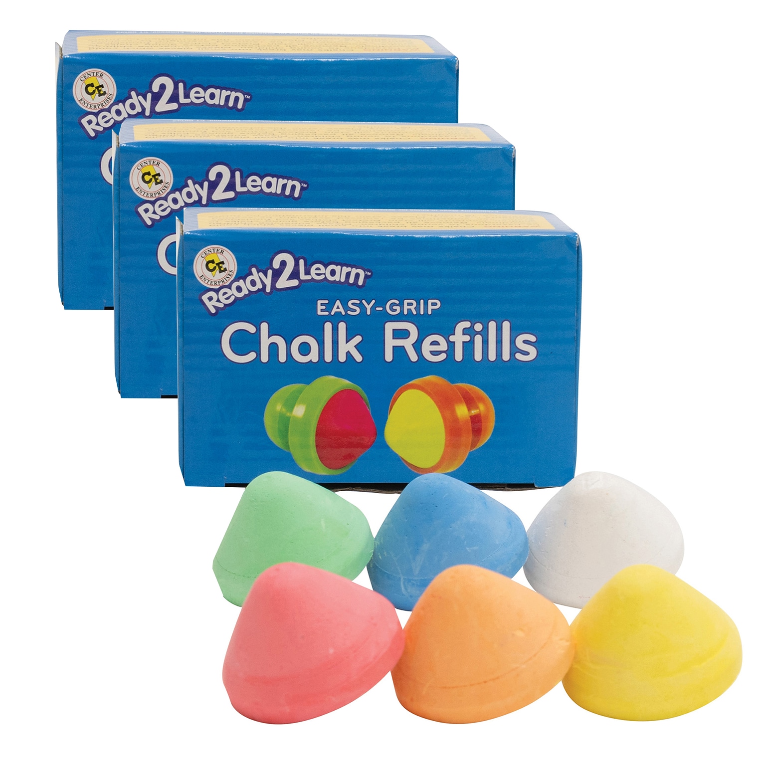 Ready2Learn Easy Grip Chalk Refills, Assorted Colors, 6/Pack, 3 Packs/Bundle (CE-6914-3)
