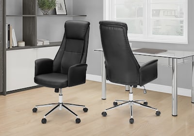 Monarch Specialties Inc. Ergonomic Faux Leather Swivel Executive Chair, Black (I 7344)