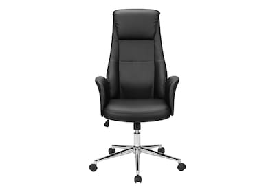 Monarch Specialties Inc. Ergonomic Faux Leather Swivel Executive Chair, Black (I 7344)