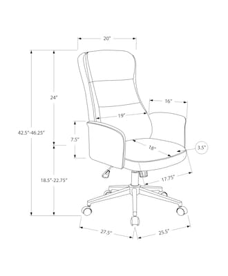 Monarch Specialties Inc. Ergonomic Faux Leather Swivel Executive Chair, Black (I 7323)
