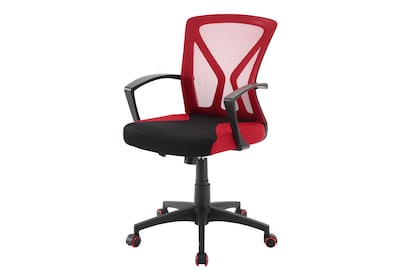 Monarch Specialties Inc. Ergonomic Mesh Swivel Computer and Desk Chair, Red/Black (I 7357)