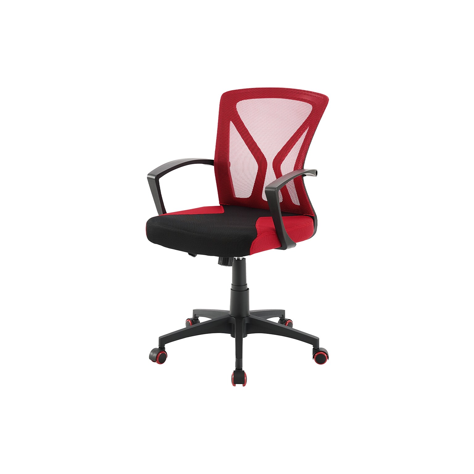 Monarch Specialties Inc. Ergonomic Mesh Swivel Computer and Desk Chair, Red/Black (I 7357)