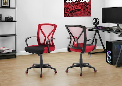 Monarch Specialties Inc. Ergonomic Mesh Swivel Computer and Desk Chair, Red/Black (I 7357)