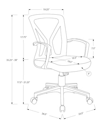 Monarch Specialties Inc. Ergonomic Mesh Swivel Computer and Desk Chair, Red/Black (I 7357)