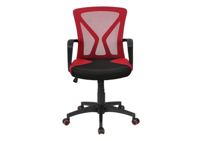 Monarch Specialties Inc. Ergonomic Mesh Swivel Computer and Desk Chair, Red/Black (I 7357)