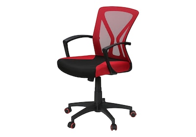 Monarch Specialties Inc. Ergonomic Mesh Swivel Computer and Desk Chair, Red/Black (I 7357)