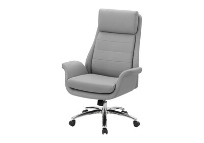 Monarch Specialties Inc. Ergonomic Faux Leather Swivel Executive Chair, Light Grey (I 7251)