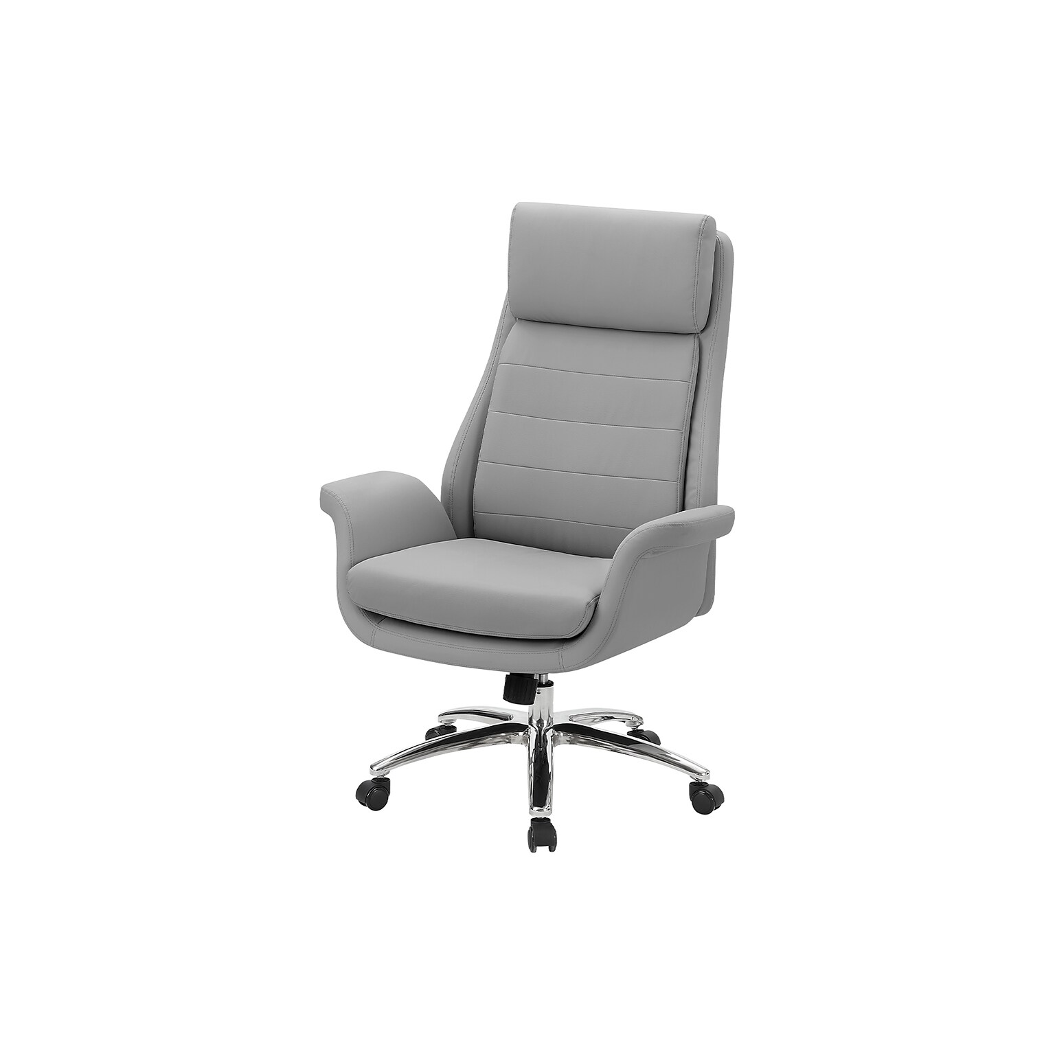 Monarch Specialties Inc. Ergonomic Faux Leather Swivel Executive Chair, Light Grey (I 7251)