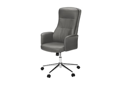 Monarch Specialties Inc. Ergonomic Faux Leather Swivel Executive Chair, Dark Grey (I 7375)