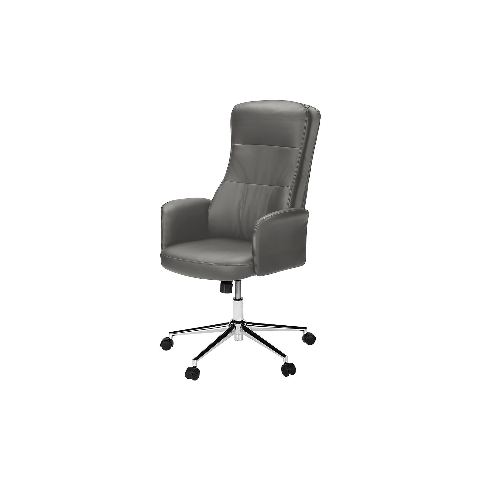 Monarch Specialties Inc. Ergonomic Faux Leather Swivel Executive Chair, Dark Grey (I 7375)