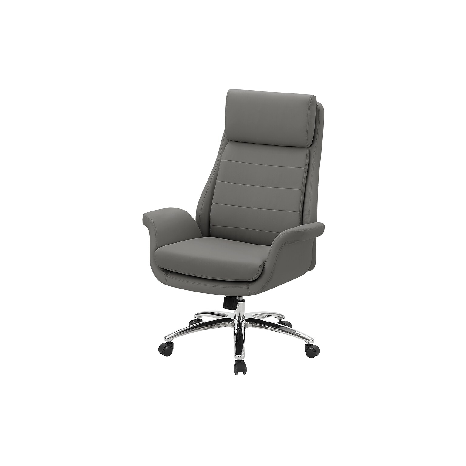 Monarch Specialties Inc. Ergonomic Faux Leather Swivel Executive Chair, Dark Grey (I 7252)