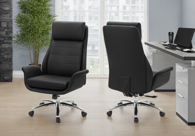 Monarch Specialties Inc. Ergonomic Faux Leather Swivel Executive Chair, Black (I 7253)