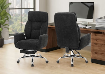 Monarch Specialties Inc. Ergonomic Fabric Swivel Executive Chair, Black (I 7273)
