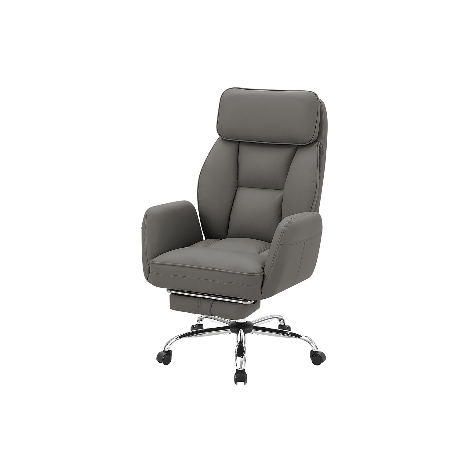 Monarch Specialties Inc. Ergonomic Faux Leather Swivel Executive Chair, Dark Grey (I 7274)