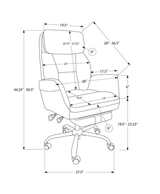 Monarch Specialties Inc. Ergonomic Faux Leather Swivel Executive Chair, Dark Grey (I 7274)