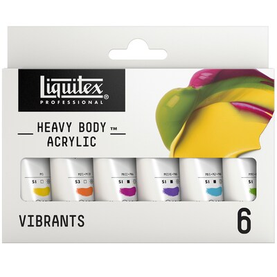 Liquitex Professional Heavy Body Acrylic Paint Tubes, Assorted Colors, 22 mL, 6 Pieces/Set (LIQ3699295)
